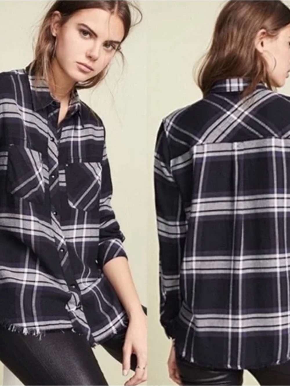 RAILS HUNTER BUTTON DOWN SHIRT BLACK/ CREAM/ ADMIRABLE BLUE SIZE MEDIUM